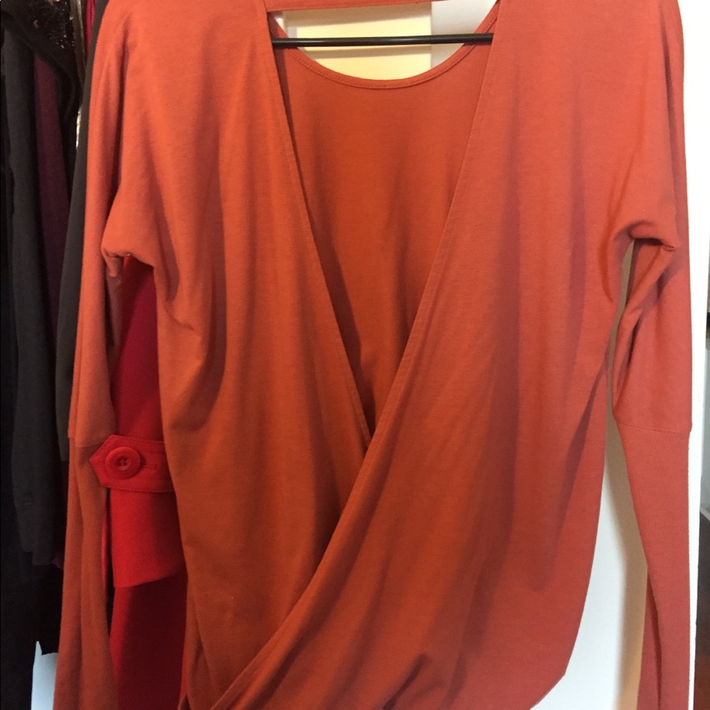 Long sleeve orange workout tee